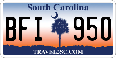 SC license plate BFI950