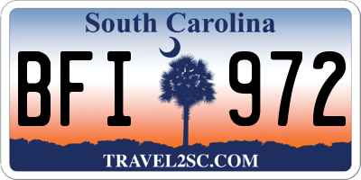 SC license plate BFI972