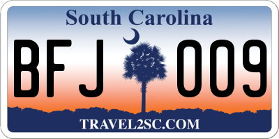 SC license plate BFJ009