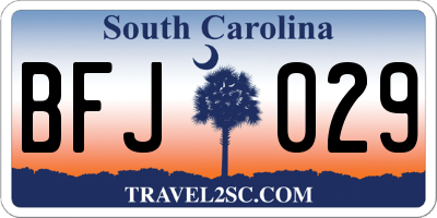 SC license plate BFJ029