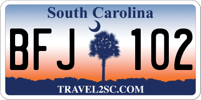 SC license plate BFJ102