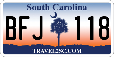 SC license plate BFJ118