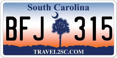 SC license plate BFJ315
