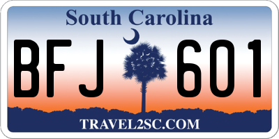 SC license plate BFJ601