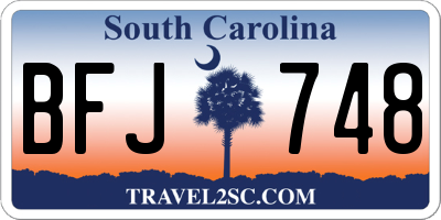SC license plate BFJ748