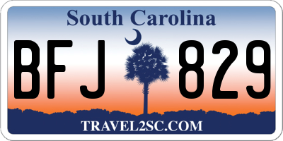 SC license plate BFJ829