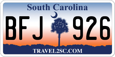 SC license plate BFJ926