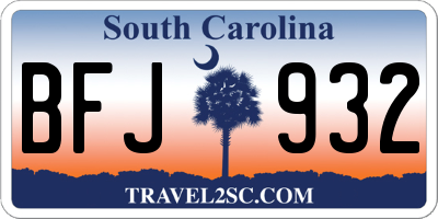 SC license plate BFJ932