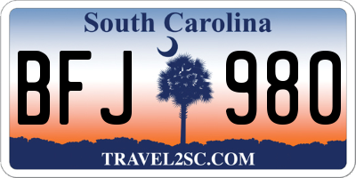 SC license plate BFJ980