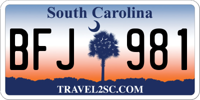 SC license plate BFJ981