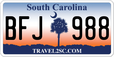 SC license plate BFJ988
