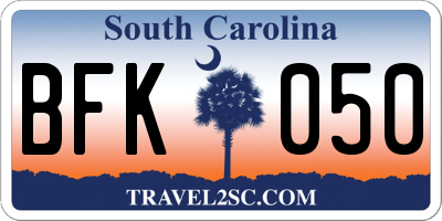 SC license plate BFK050