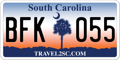 SC license plate BFK055