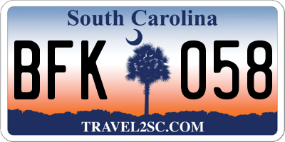 SC license plate BFK058