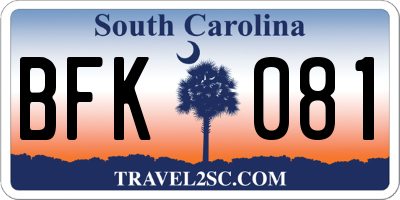 SC license plate BFK081