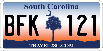 SC license plate BFK121