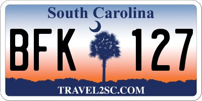 SC license plate BFK127