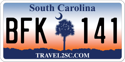 SC license plate BFK141