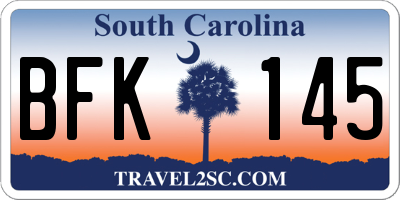 SC license plate BFK145