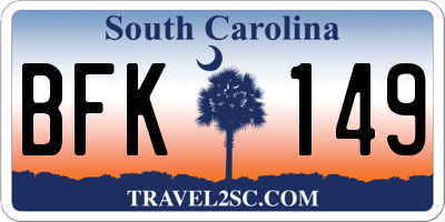 SC license plate BFK149