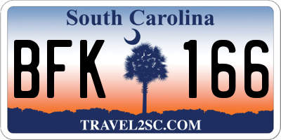 SC license plate BFK166