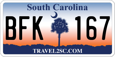 SC license plate BFK167