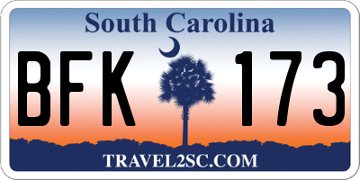 SC license plate BFK173