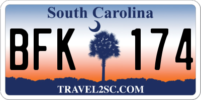SC license plate BFK174