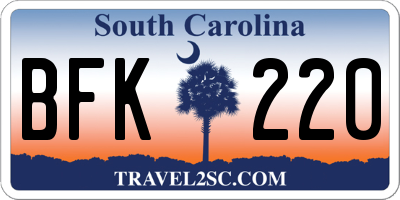SC license plate BFK220