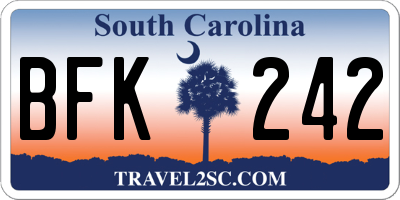 SC license plate BFK242