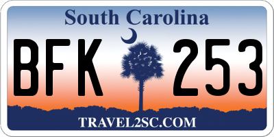 SC license plate BFK253