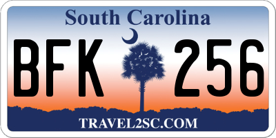 SC license plate BFK256