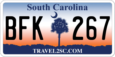 SC license plate BFK267