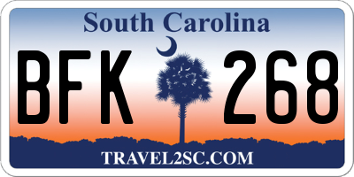 SC license plate BFK268
