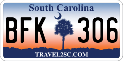 SC license plate BFK306