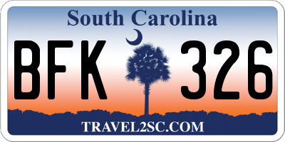 SC license plate BFK326