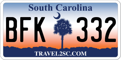 SC license plate BFK332