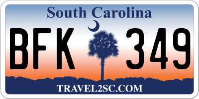 SC license plate BFK349