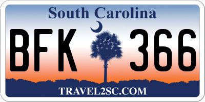SC license plate BFK366