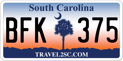 SC license plate BFK375