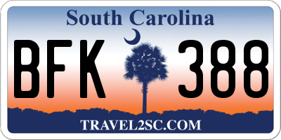 SC license plate BFK388