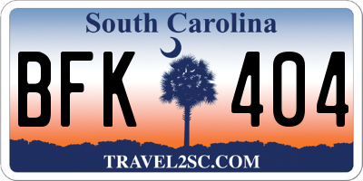 SC license plate BFK404