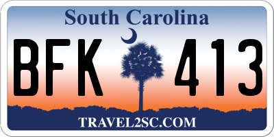 SC license plate BFK413