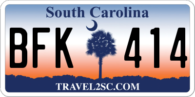 SC license plate BFK414