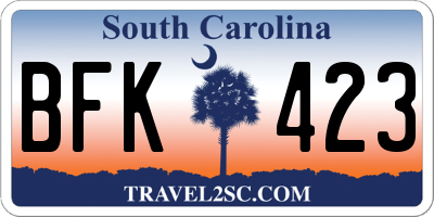 SC license plate BFK423