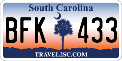 SC license plate BFK433