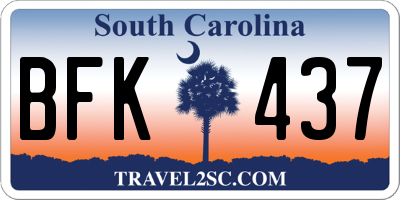 SC license plate BFK437