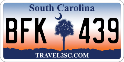 SC license plate BFK439