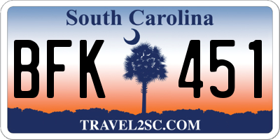 SC license plate BFK451