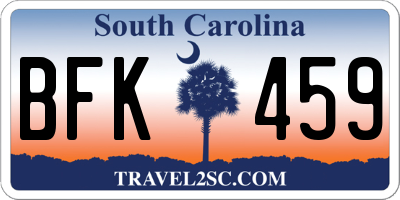 SC license plate BFK459
